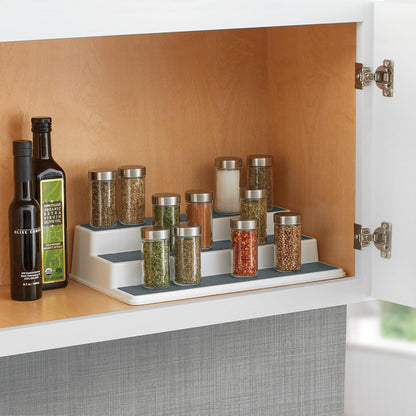 Grey 2 Non-Skid 3-Tier Spice Rack Organizer for Pantry, 2-Pack, 10-Inch