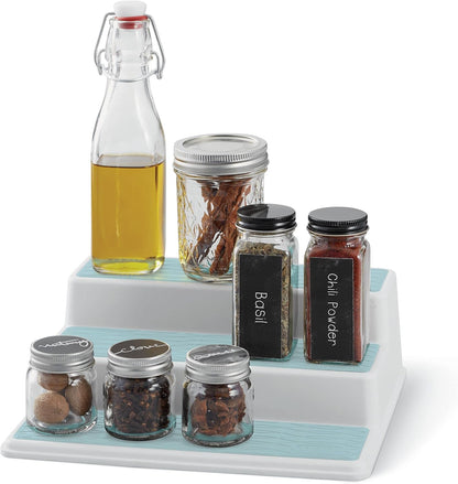Grey 2 Non-Skid 3-Tier Spice Rack Organizer for Pantry, 2-Pack, 10-Inch