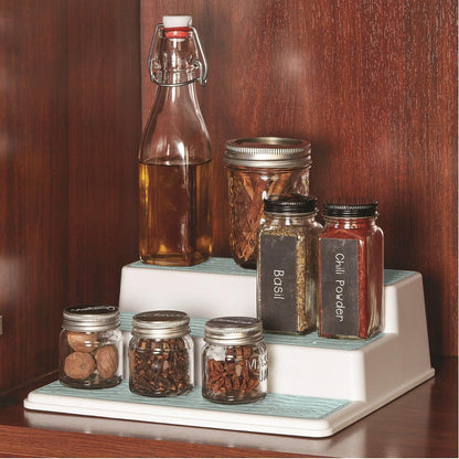 Grey 2 Non-Skid 3-Tier Spice Rack Organizer for Pantry, 2-Pack, 10-Inch
