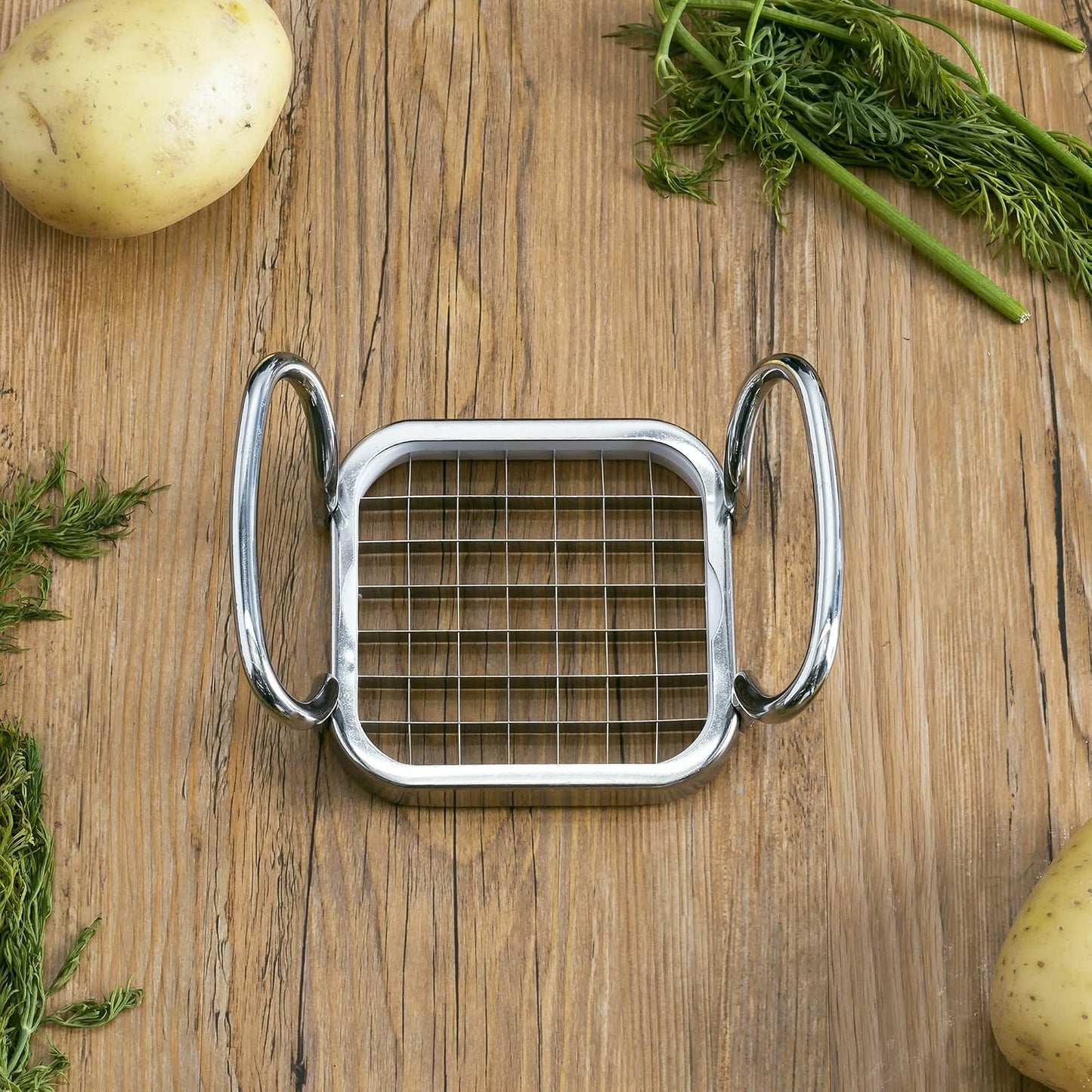 French Fry Cutter , French Fry Cutter Stainless Steel French Fry Slicer | With Easy Grip Handles,Silver