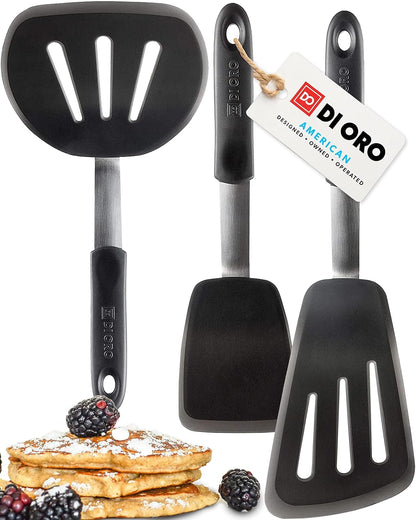 Chef Series FLEX Silicone Spatula 600ºF Heat-Resistant Flexible Silicone Rubber Turner Spatulas (3-Piece Set)