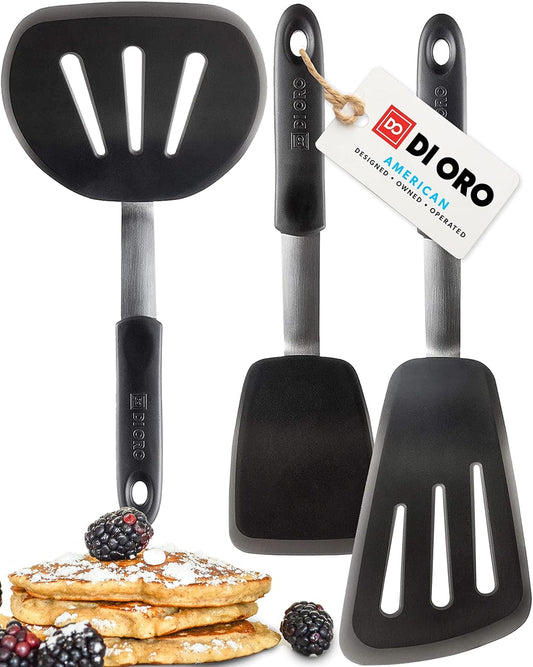 Chef Series FLEX Silicone Spatula 600ºF Heat-Resistant Flexible Silicone Rubber Turner Spatulas (3-Piece Set)