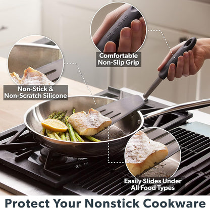 Chef Series FLEX Silicone Spatula 600ºF Heat-Resistant Flexible Silicone Rubber Turner Spatulas (3-Piece Set)