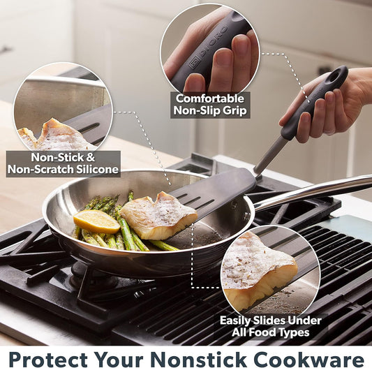 Chef Series FLEX Silicone Spatula 600ºF Heat-Resistant Flexible Silicone Rubber Turner Spatulas (3-Piece Set)