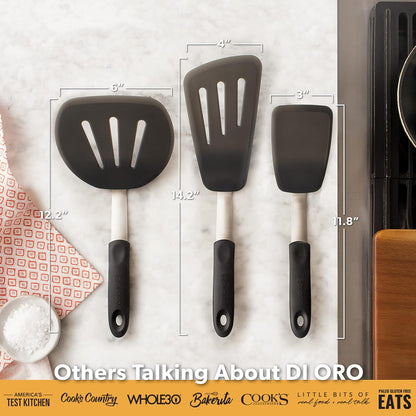 Chef Series FLEX Silicone Spatula 600ºF Heat-Resistant Flexible Silicone Rubber Turner Spatulas (3-Piece Set)