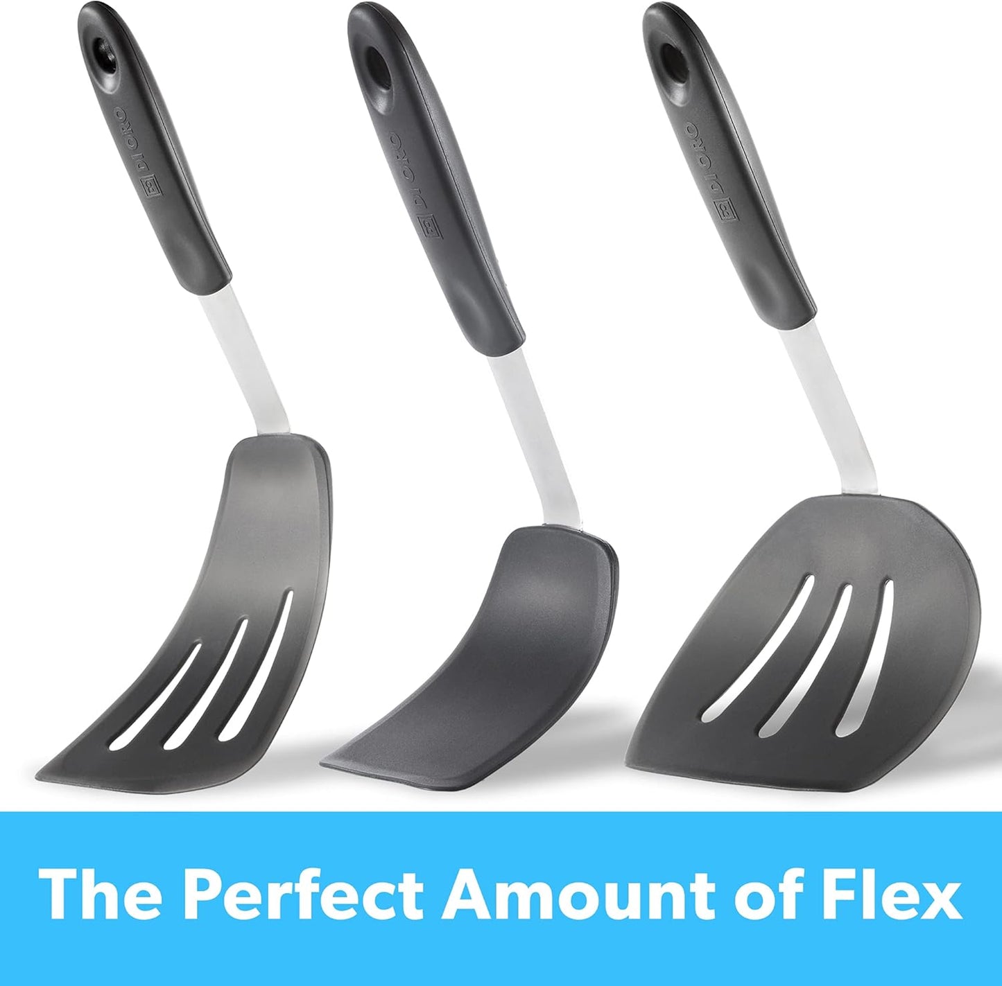 Chef Series FLEX Silicone Spatula 600ºF Heat-Resistant Flexible Silicone Rubber Turner Spatulas (3-Piece Set)