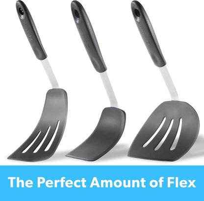 Chef Series FLEX Silicone Spatula 600ºF Heat-Resistant Flexible Silicone Rubber Turner Spatulas (3-Piece Set)