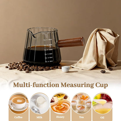 2Pcs Espresso Shot Glass, 6oz Espresso Cups with 2Pcs Coffee Measuring Spoon, Expresso Shot Cup with V-Shape Mouth, Milk Frothing Pitcher, Glass Measuring Cup Expresso Accessories (Clear)