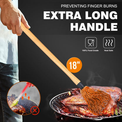 600°F Heat Resistant Silicone Basting Brushes BPA Free Pastry Brush, Spread Oil Butter Sauce for BBQ Grill Baking Kitchen Cooking, Dishwasher Safe (2 SIZE)