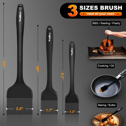 600°F Heat Resistant Silicone Basting Brushes BPA Free Pastry Brush, Spread Oil Butter Sauce for BBQ Grill Baking Kitchen Cooking, Dishwasher Safe (2 SIZE)