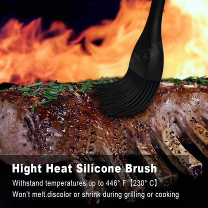 600°F Heat Resistant Silicone Basting Brushes BPA Free Pastry Brush, Spread Oil Butter Sauce for BBQ Grill Baking Kitchen Cooking, Dishwasher Safe (2 SIZE)