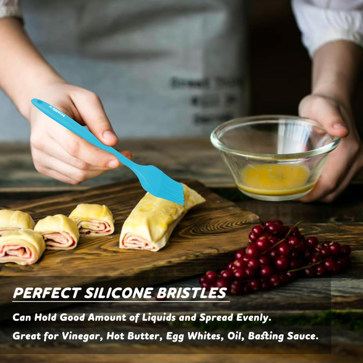 600°F Heat Resistant Silicone Basting Brushes BPA Free Pastry Brush, Spread Oil Butter Sauce for BBQ Grill Baking Kitchen Cooking, Dishwasher Safe (2 SIZE)