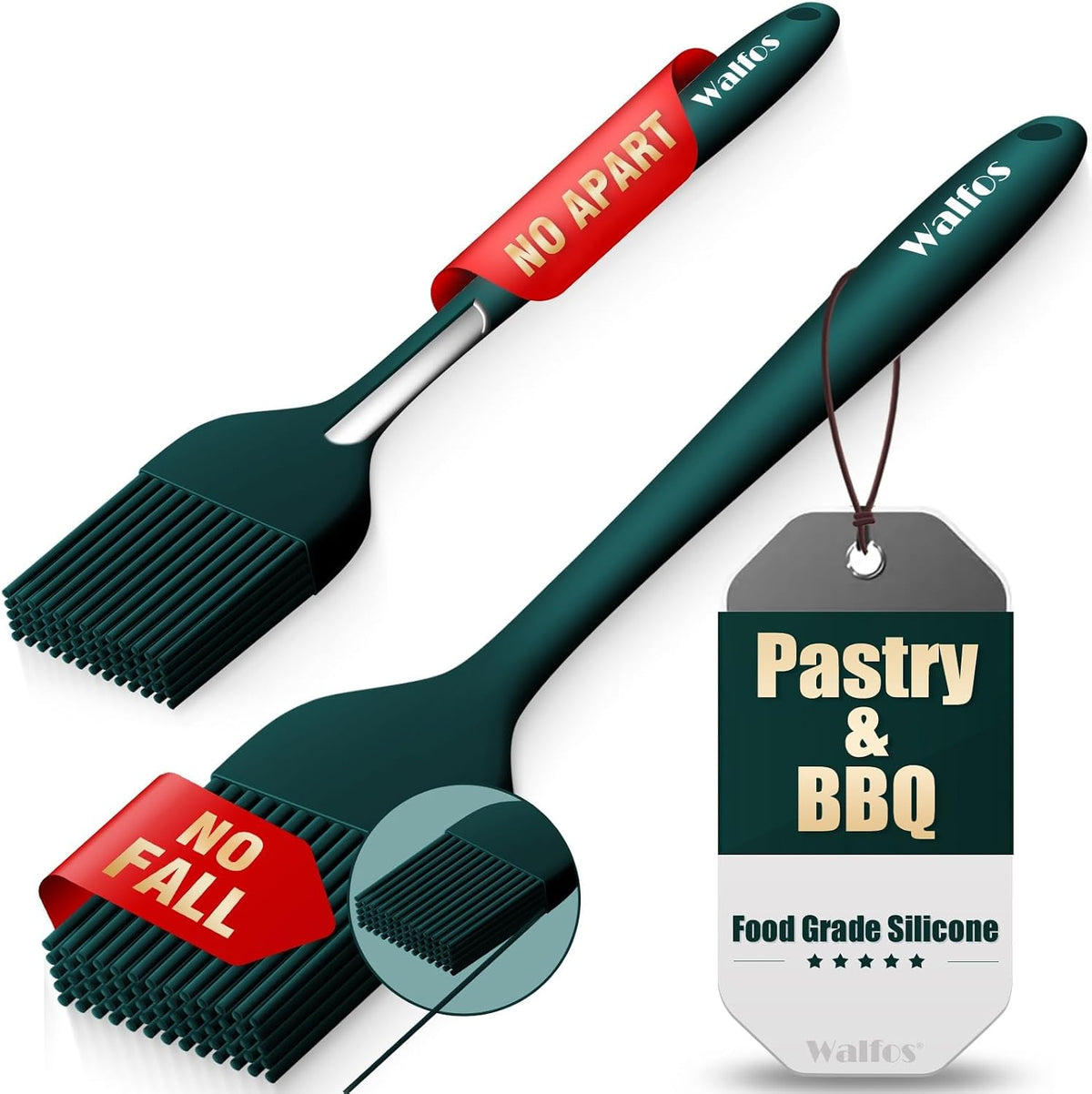 600°F Heat Resistant Silicone Basting Brushes BPA Free Pastry Brush, Spread Oil Butter Sauce for BBQ Grill Baking Kitchen Cooking, Dishwasher Safe (2 SIZE)
