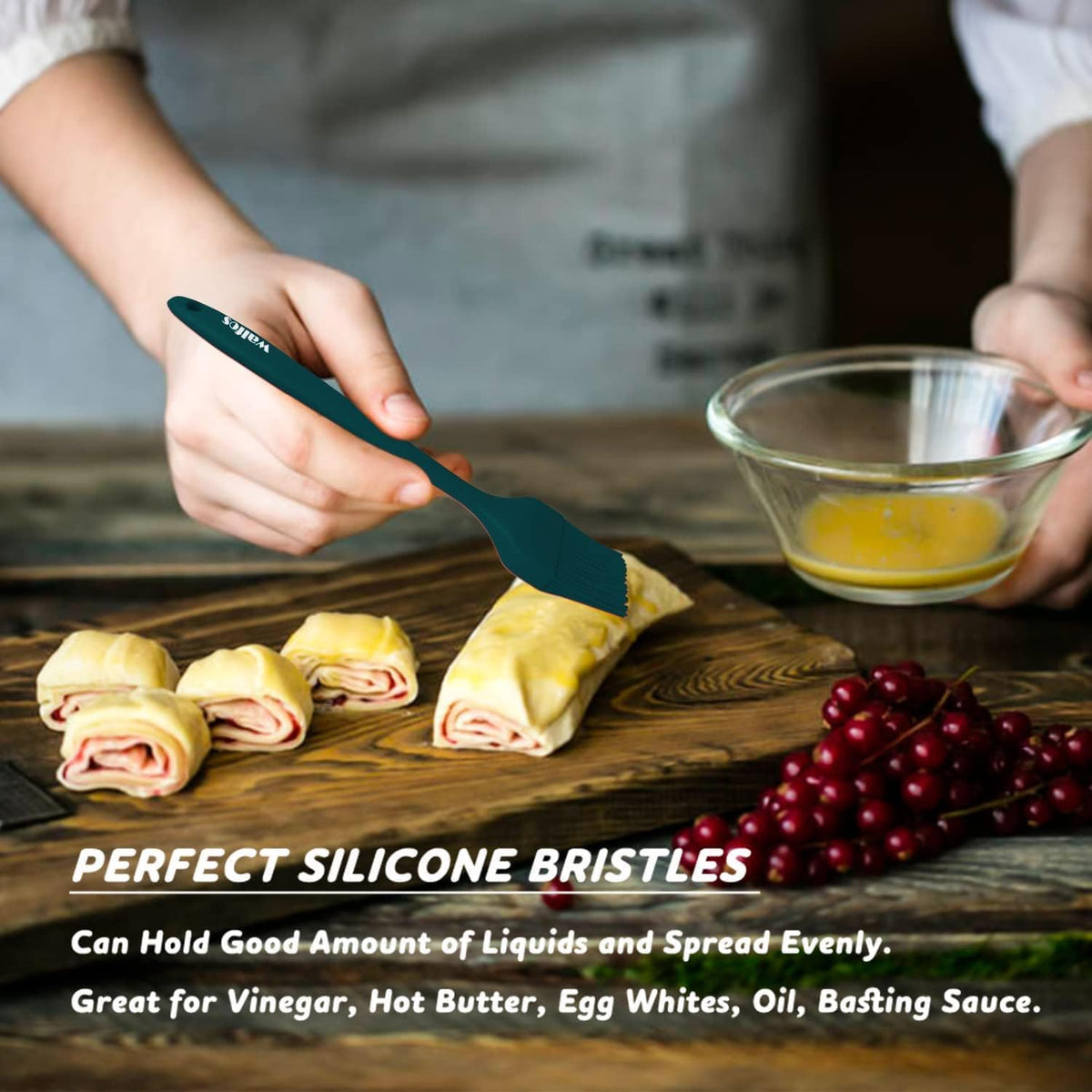 600°F Heat Resistant Silicone Basting Brushes BPA Free Pastry Brush, Spread Oil Butter Sauce for BBQ Grill Baking Kitchen Cooking, Dishwasher Safe (2 SIZE)