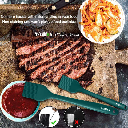 600°F Heat Resistant Silicone Basting Brushes BPA Free Pastry Brush, Spread Oil Butter Sauce for BBQ Grill Baking Kitchen Cooking, Dishwasher Safe (2 SIZE)