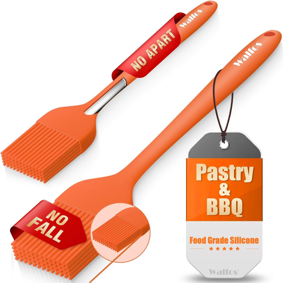 600°F Heat Resistant Silicone Basting Brushes BPA Free Pastry Brush, Spread Oil Butter Sauce for BBQ Grill Baking Kitchen Cooking, Dishwasher Safe (2 SIZE)