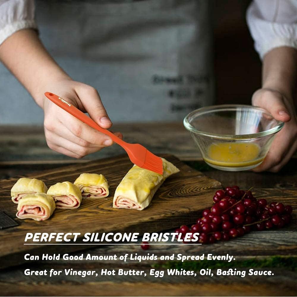 600°F Heat Resistant Silicone Basting Brushes BPA Free Pastry Brush, Spread Oil Butter Sauce for BBQ Grill Baking Kitchen Cooking, Dishwasher Safe (2 SIZE)