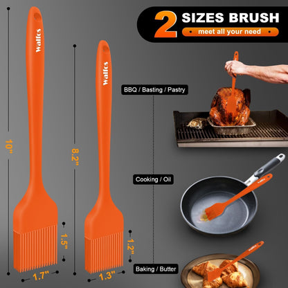 600°F Heat Resistant Silicone Basting Brushes BPA Free Pastry Brush, Spread Oil Butter Sauce for BBQ Grill Baking Kitchen Cooking, Dishwasher Safe (2 SIZE)