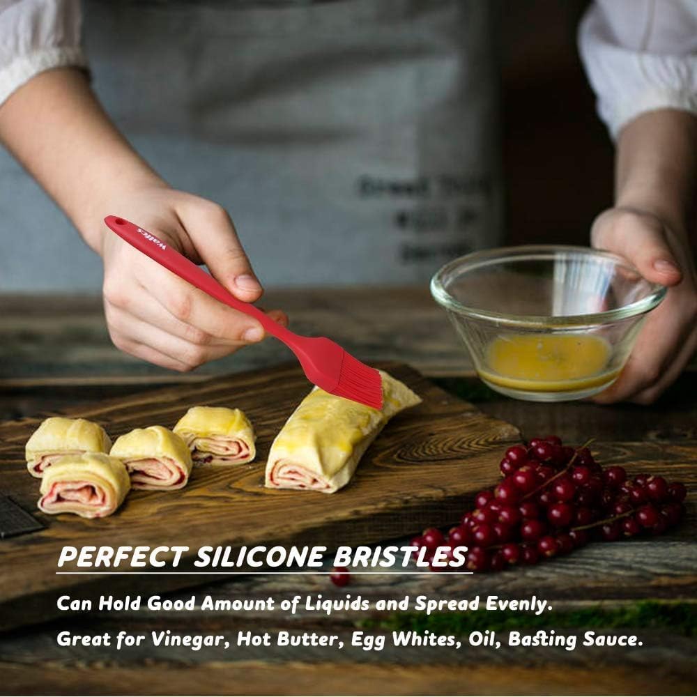 600°F Heat Resistant Silicone Basting Brushes BPA Free Pastry Brush, Spread Oil Butter Sauce for BBQ Grill Baking Kitchen Cooking, Dishwasher Safe (2 SIZE)