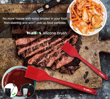 600°F Heat Resistant Silicone Basting Brushes BPA Free Pastry Brush, Spread Oil Butter Sauce for BBQ Grill Baking Kitchen Cooking, Dishwasher Safe (2 SIZE)