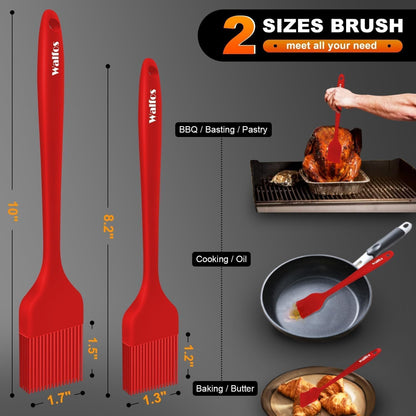 600°F Heat Resistant Silicone Basting Brushes BPA Free Pastry Brush, Spread Oil Butter Sauce for BBQ Grill Baking Kitchen Cooking, Dishwasher Safe (2 SIZE)