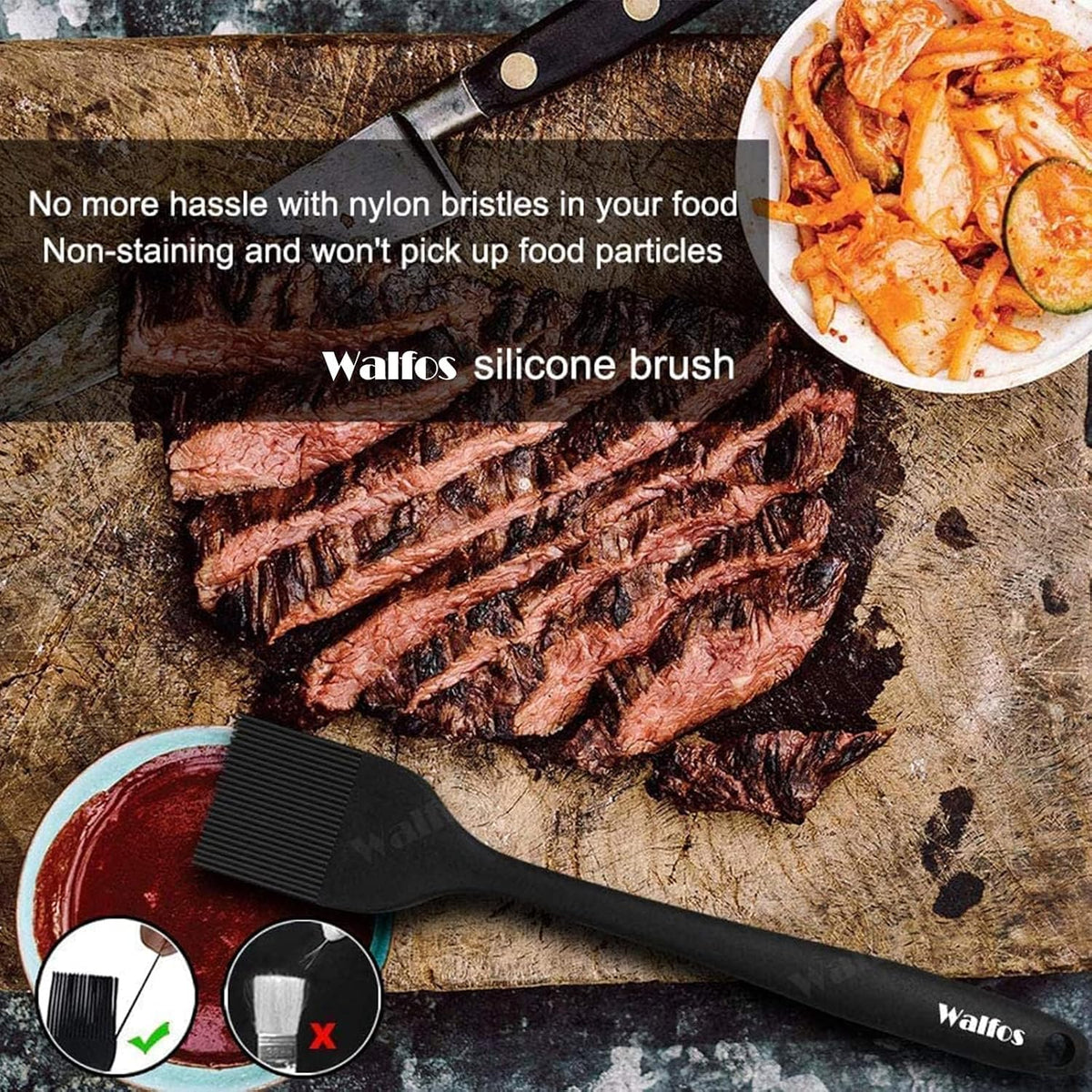 600°F Heat Resistant Silicone Basting Brushes BPA Free Pastry Brush, Spread Oil Butter Sauce for BBQ Grill Baking Kitchen Cooking, Dishwasher Safe (2 SIZE)