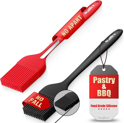 600°F Heat Resistant Silicone Basting Brushes BPA Free Pastry Brush, Spread Oil Butter Sauce for BBQ Grill Baking Kitchen Cooking, Dishwasher Safe (2 SIZE)