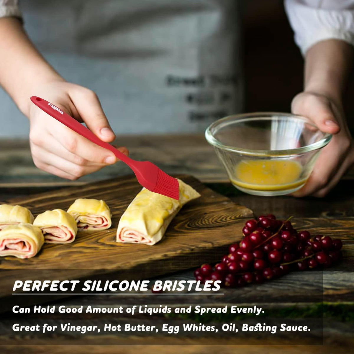 600°F Heat Resistant Silicone Basting Brushes BPA Free Pastry Brush, Spread Oil Butter Sauce for BBQ Grill Baking Kitchen Cooking, Dishwasher Safe (2 SIZE)