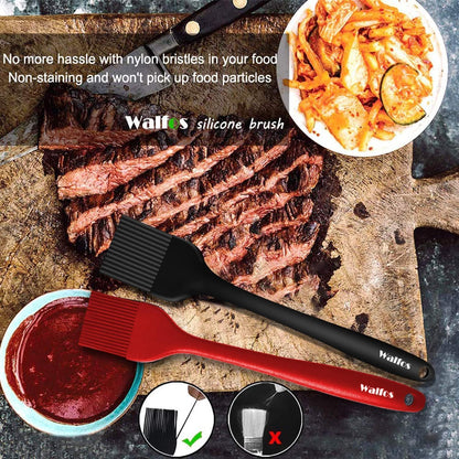 600°F Heat Resistant Silicone Basting Brushes BPA Free Pastry Brush, Spread Oil Butter Sauce for BBQ Grill Baking Kitchen Cooking, Dishwasher Safe (2 SIZE)