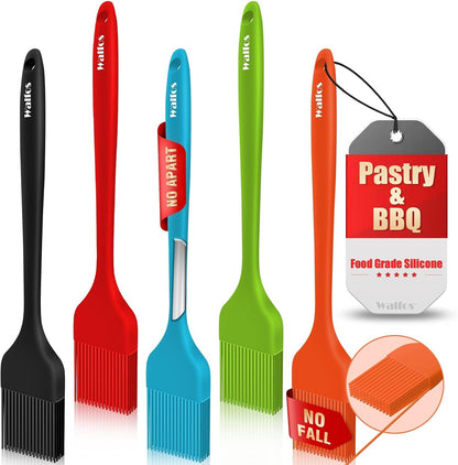 600°F Heat Resistant Silicone Basting Brushes BPA Free Pastry Brush, Spread Oil Butter Sauce for BBQ Grill Baking Kitchen Cooking, Dishwasher Safe (2 SIZE)