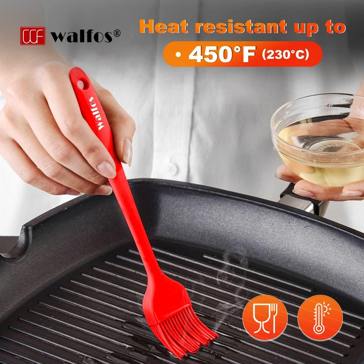 600°F Heat Resistant Silicone Basting Brushes BPA Free Pastry Brush, Spread Oil Butter Sauce for BBQ Grill Baking Kitchen Cooking, Dishwasher Safe (2 SIZE)