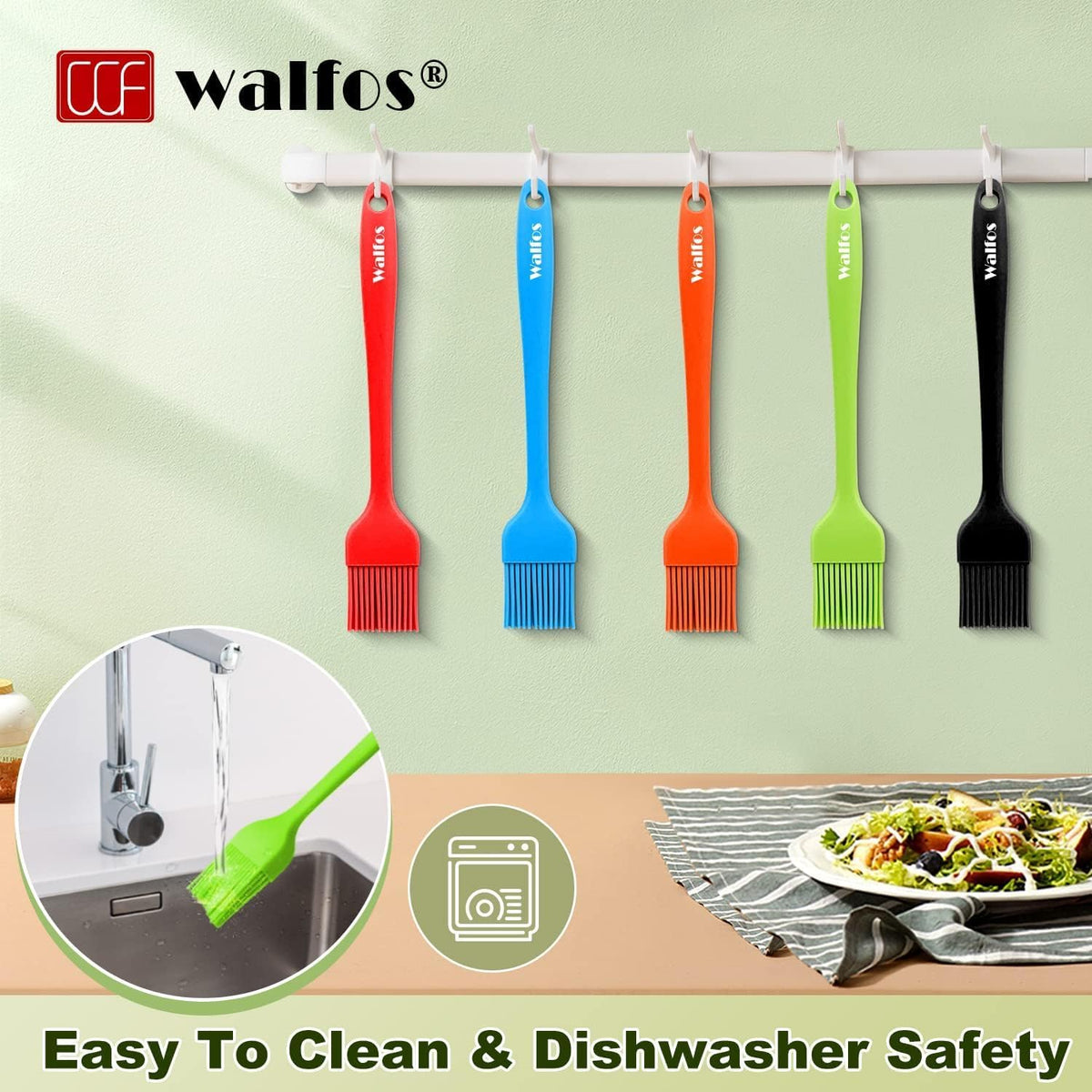 600°F Heat Resistant Silicone Basting Brushes BPA Free Pastry Brush, Spread Oil Butter Sauce for BBQ Grill Baking Kitchen Cooking, Dishwasher Safe (2 SIZE)