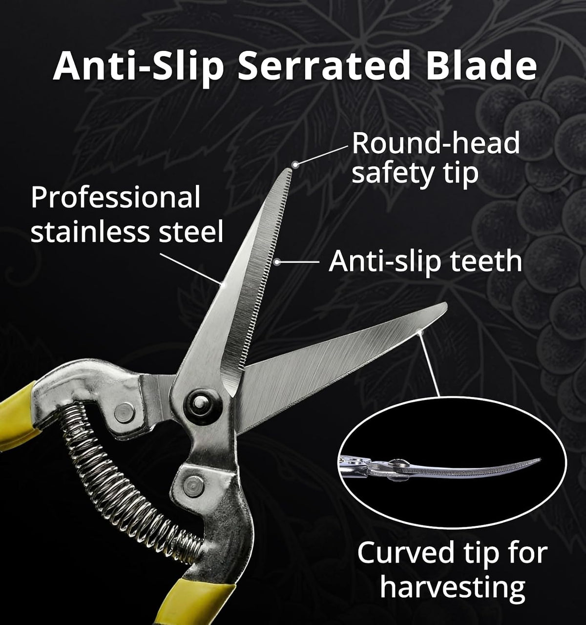 Pruning Shear Straight Pruning Snip 2PCS Stainless Steel Florist Scissors, Multi-Tasking Precision Hand Pruner Herb Snips Flower Clippers Bonsai Trimmers Ergonomic Handle Garden shear