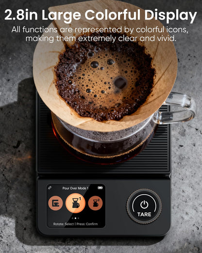 INSMART Coffee Scale with Timer, Rechargeable Digital Coffee Scale with App Sync 5kg/0.1g High Precision, Coffee Bean Weighing, Barista Brewing, Adjustable Ratios & Flow Rate Display, for Pour-Over