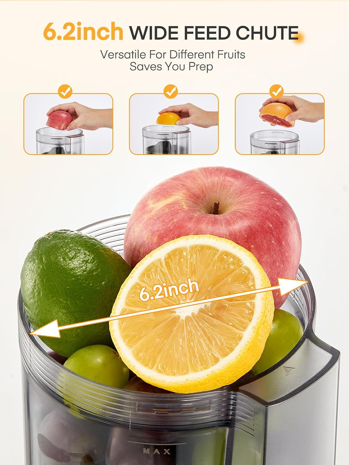 FOHERE Electric Citrus Juicer with 2 Cones, Automatic Orange Juicer Machine
