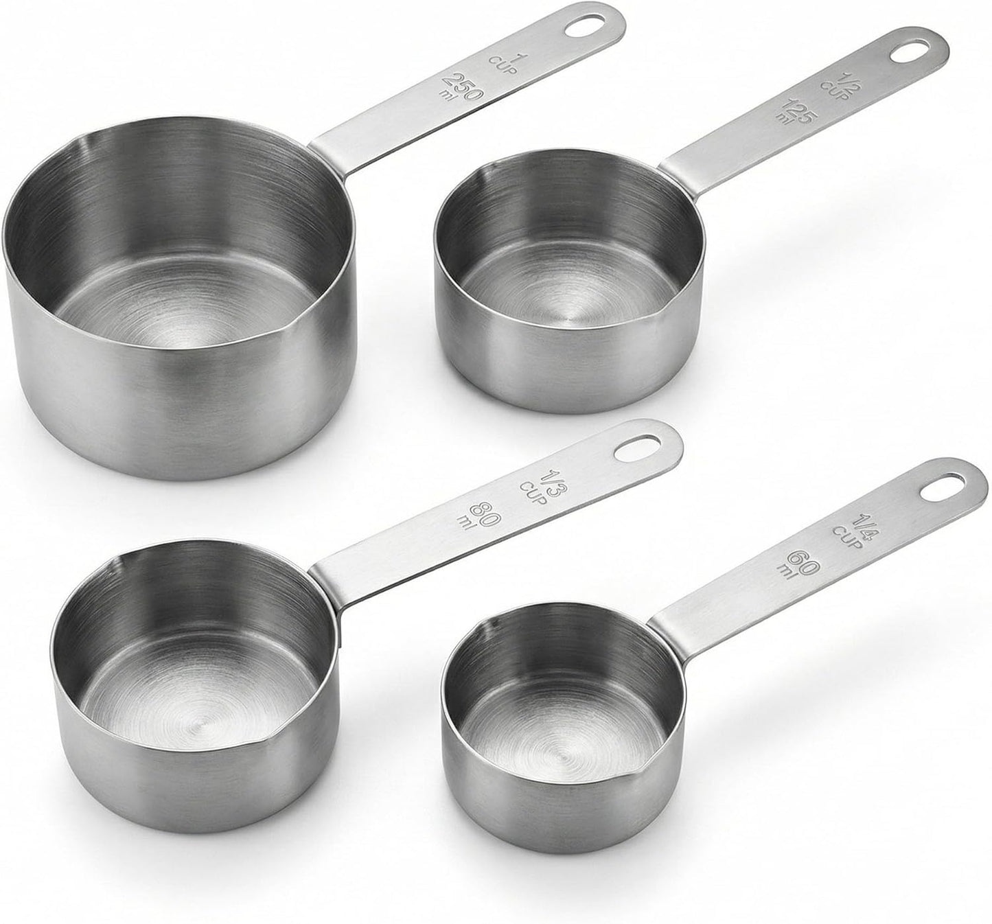 Magnetic Measuring Cups, 18/8 Stainless Steel, 5-Piece Set
