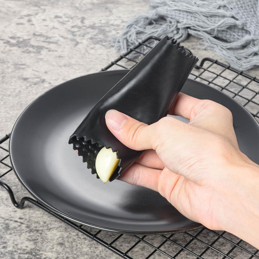 Silicone Garlic Peeler 2 Piece, Black Garlic Roller, Inner Wall Polka Dot Design, with Hanging Holes, Easy to Operate and Dishwasher Safe.