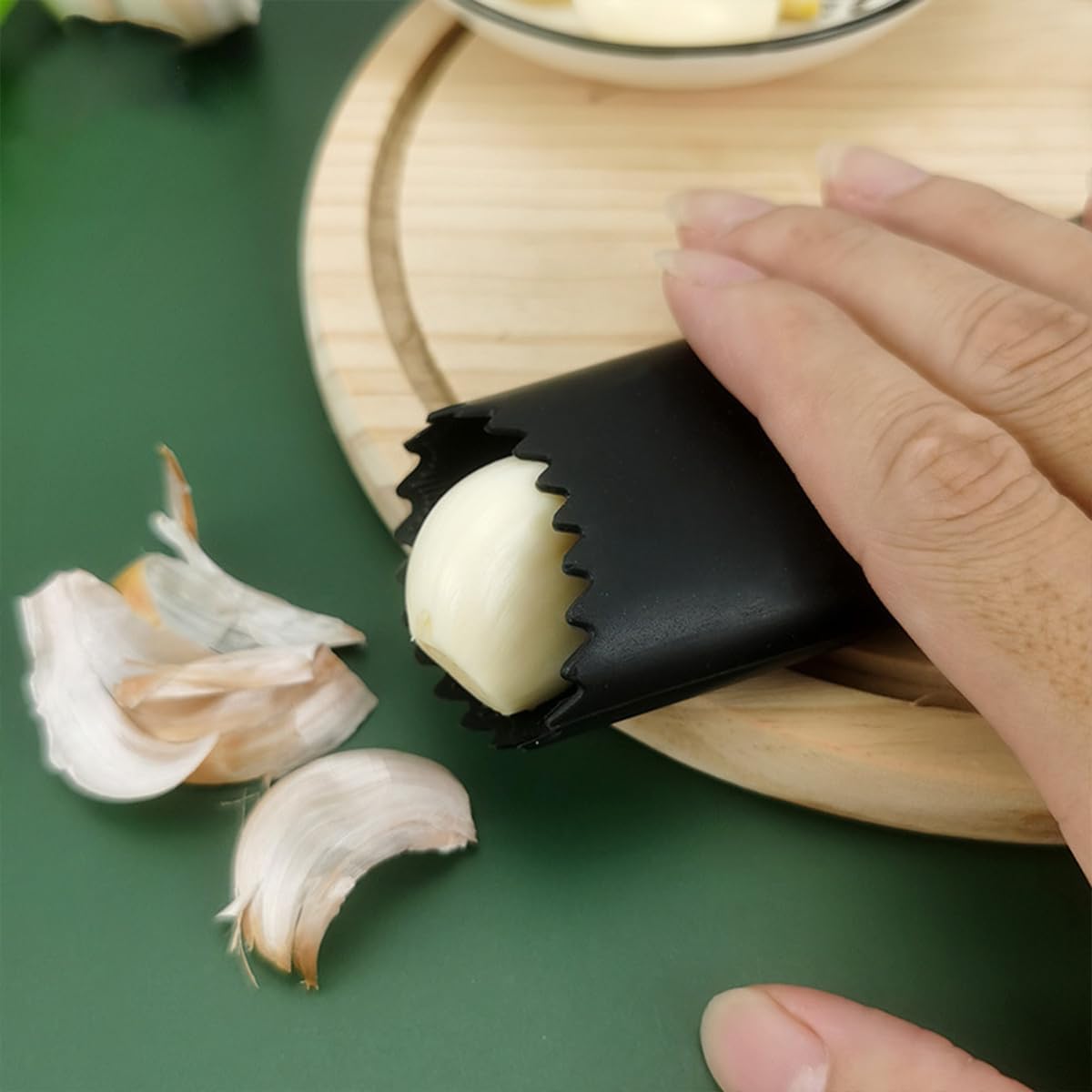 Silicone Garlic Peeler 2 Piece, Black Garlic Roller, Inner Wall Polka Dot Design, with Hanging Holes, Easy to Operate and Dishwasher Safe.