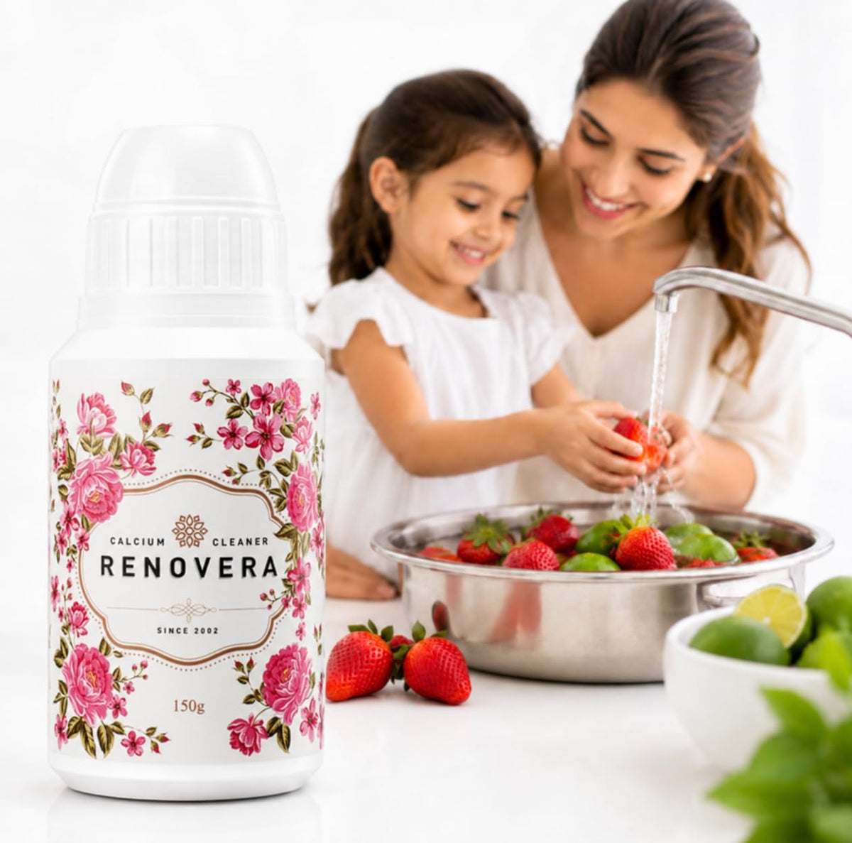 Fruit & Vegetable Wash | Up to 150 Washes, 1-Year Supply, Gentle Enough for Baby Food, Single Ingredient, Removes Residues, Calcium Helps Keep Produce Fresh Up to 20x Longer
