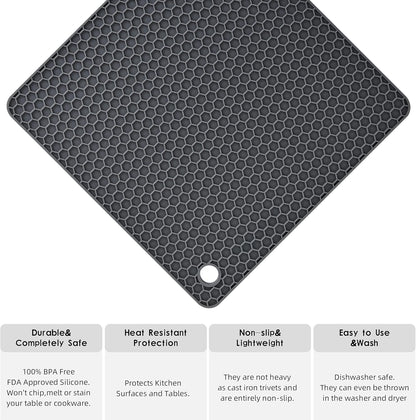 Silicone Trivets Mats Hot Pads for Cooking, Dish, Pan and Pot, Heat Resistant Trivet Mats for Counter Top,Workshop,Coffee or Placemats 4 Pack,Size:7.5x7.5 Inch, Color: Yellow,Shape:Square