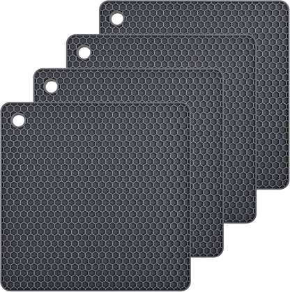 Silicone Trivets Mats Hot Pads for Cooking, Dish, Pan and Pot, Heat Resistant Trivet Mats for Counter Top,Workshop,Coffee or Placemats 4 Pack,Size:7.5x7.5 Inch, Color: Yellow,Shape:Square