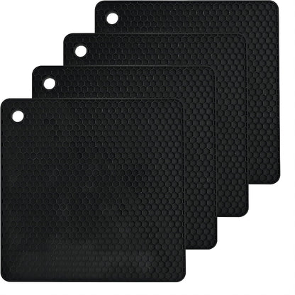 Silicone Trivets Mats Hot Pads for Cooking, Dish, Pan and Pot, Heat Resistant Trivet Mats for Counter Top,Workshop,Coffee or Placemats 4 Pack,Size:7.5x7.5 Inch, Color: Yellow,Shape:Square