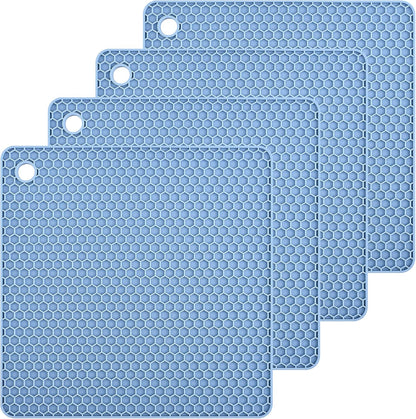 Silicone Trivets Mats Hot Pads for Cooking, Dish, Pan and Pot, Heat Resistant Trivet Mats for Counter Top,Workshop,Coffee or Placemats 4 Pack,Size:7.5x7.5 Inch, Color: Yellow,Shape:Square