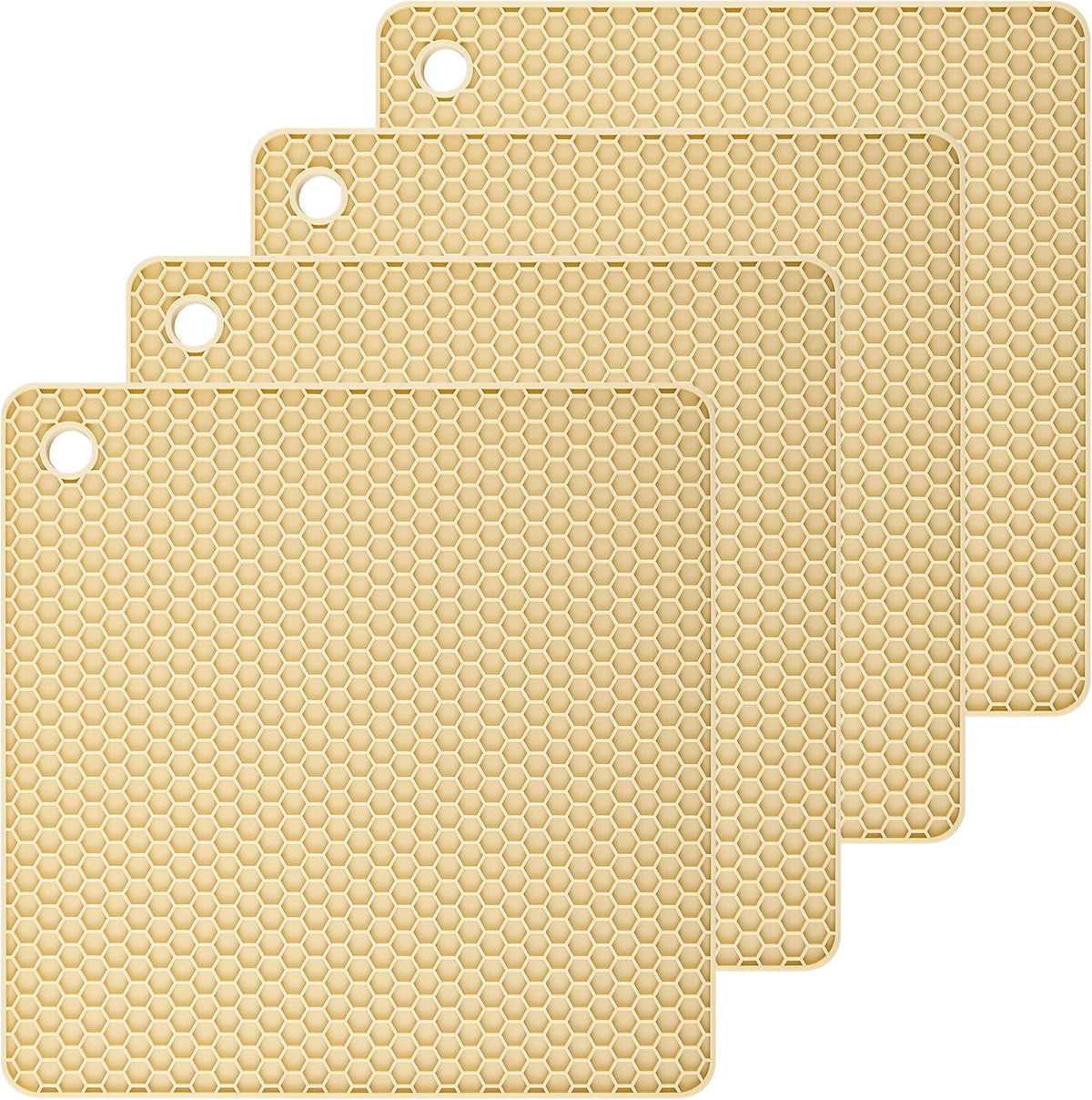 Silicone Trivets Mats Hot Pads for Cooking, Dish, Pan and Pot, Heat Resistant Trivet Mats for Counter Top,Workshop,Coffee or Placemats 4 Pack,Size:7.5x7.5 Inch, Color: Yellow,Shape:Square