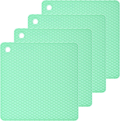 Silicone Trivets Mats Hot Pads for Cooking, Dish, Pan and Pot, Heat Resistant Trivet Mats for Counter Top,Workshop,Coffee or Placemats 4 Pack,Size:7.5x7.5 Inch, Color: Yellow,Shape:Square