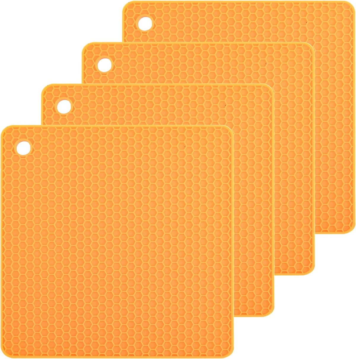 Silicone Trivets Mats Hot Pads for Cooking, Dish, Pan and Pot, Heat Resistant Trivet Mats for Counter Top,Workshop,Coffee or Placemats 4 Pack,Size:7.5x7.5 Inch, Color: Yellow,Shape:Square