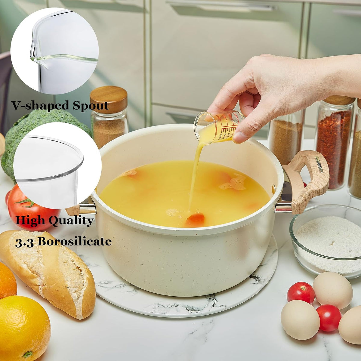 High Borosilicate Glass Measuring Cup-V-Shaped Spout,120ml(4OZ) Glass Measuring Beaker for Kitchen or Restaurant, Easy to Read(Pack of 2)