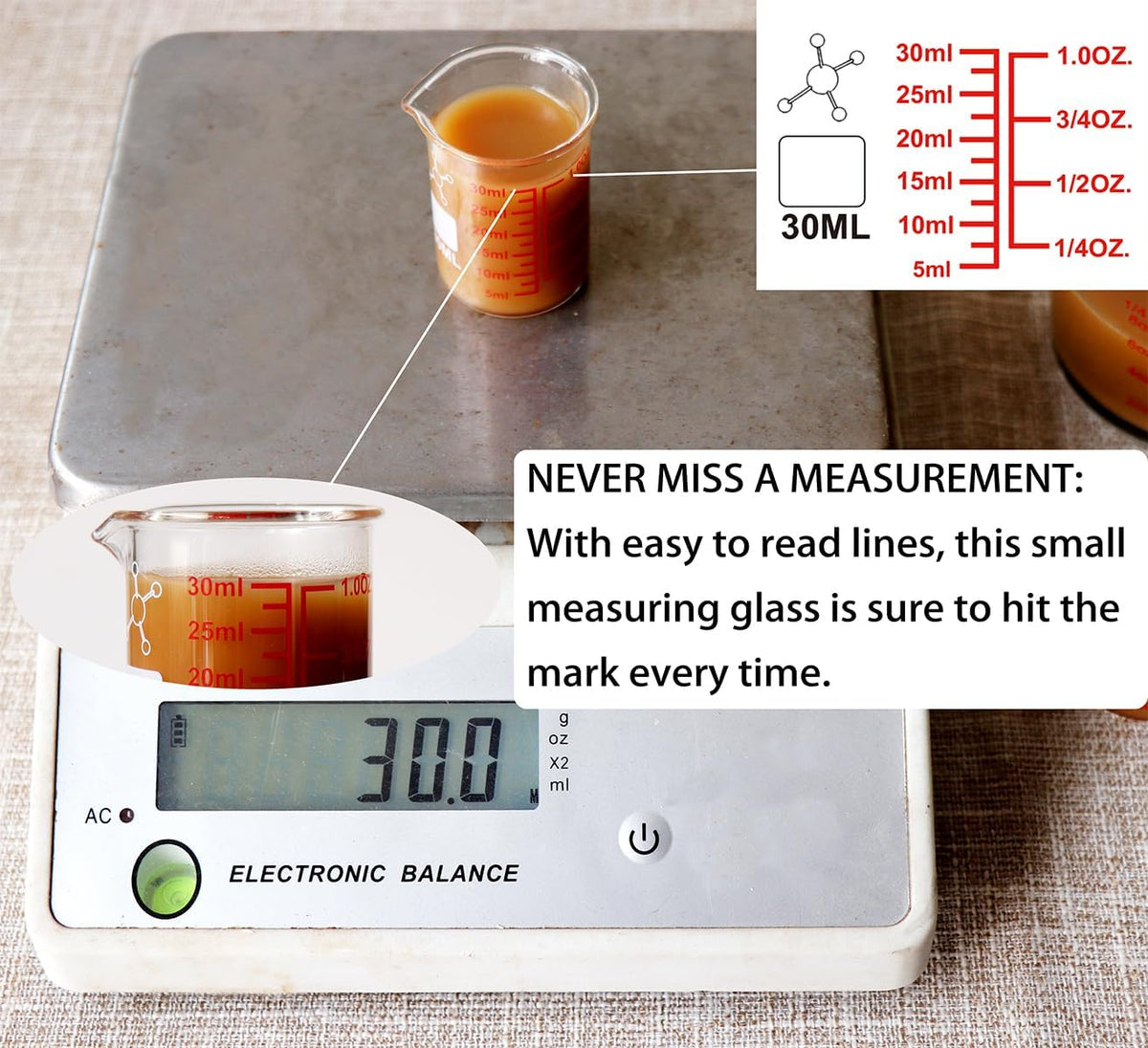 High Borosilicate Glass Measuring Cup-V-Shaped Spout,120ml(4OZ) Glass Measuring Beaker for Kitchen or Restaurant, Easy to Read(Pack of 2)