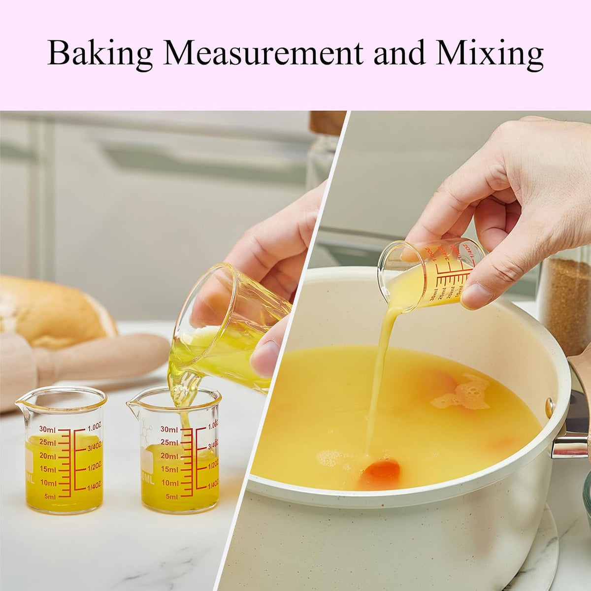 High Borosilicate Glass Measuring Cup-V-Shaped Spout,120ml(4OZ) Glass Measuring Beaker for Kitchen or Restaurant, Easy to Read(Pack of 2)