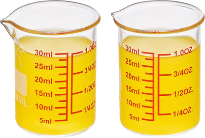 High Borosilicate Glass Measuring Cup-V-Shaped Spout,120ml(4OZ) Glass Measuring Beaker for Kitchen or Restaurant, Easy to Read(Pack of 2)
